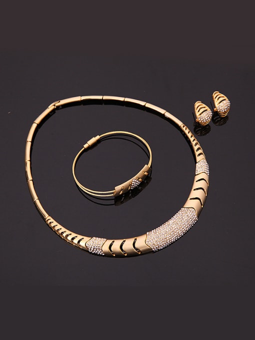 BESTIE Alloy Imitation-gold Plated Fashion Rhinestones Three Pieces Jewelry Set 1