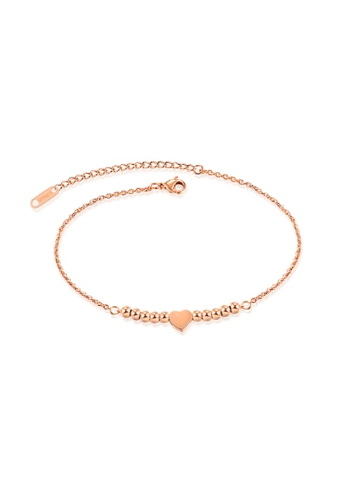 Open Sky Simple Little Beads Heart Rose Gold Plated Anklet 0