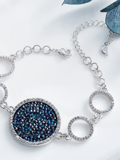 CEIDAI Fashion Hollow Round Blue austrian Crystals Copper Bracelet 2