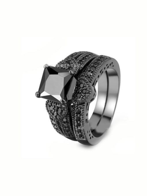 ZK Luxury Black Plated Nano Exaggerate Ring 0