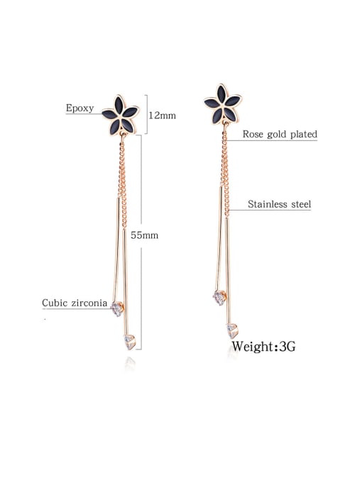Open Sky Stainless Steel With Rose Gold Plated Fashion Flower Tassel Earrings 2