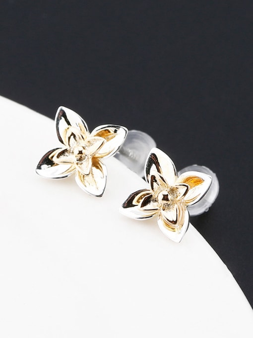 OUXI 18K Gold  S925 Silver Flower-shaped stud Earring 1