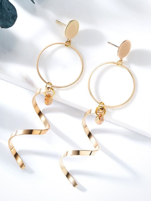CEIDAI Fashion Hollow Round Twisted Line austrian Crystal Drop Earrings 2