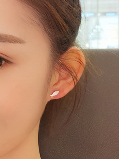 Peng Yuan Asymmetrical Little Cat Fish Stud Earrings 2