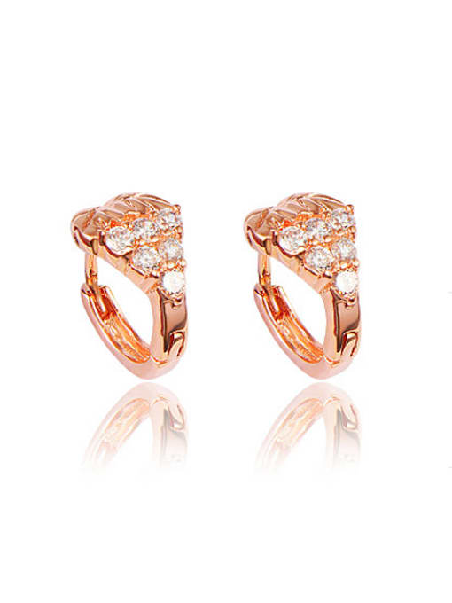 SANTIAGO Women Rose Gold Plated Geometric Shaped Zircon Clip Earrings