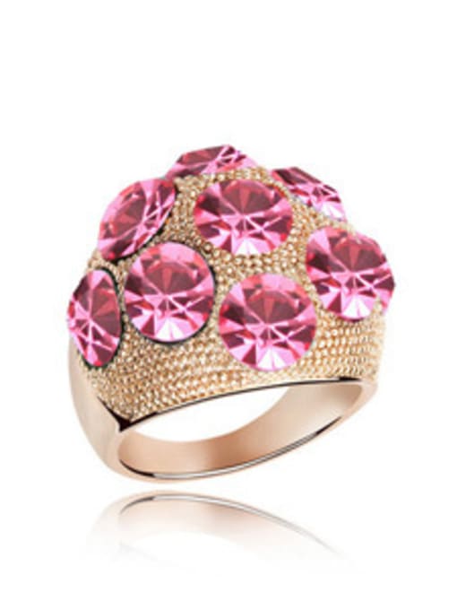 pink Exaggerated Cubic austrian Crystals Rose Gold Ring