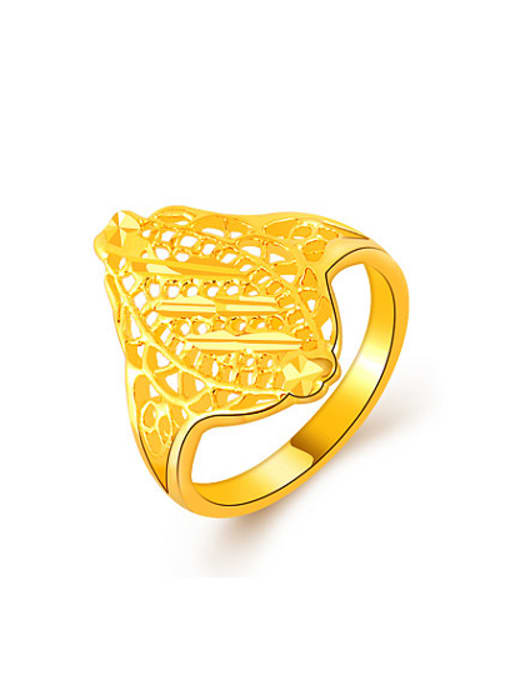 Yi Heng Da Exquisite 24K Gold Plated Hollow Geometric Design Copper Ring 0