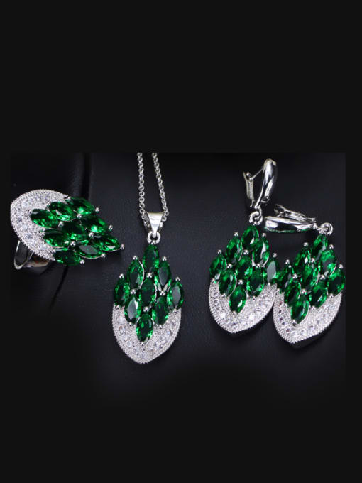 Emerald Ring 9 Yards Exquisite Luxury Wedding Accessories Jewelry Set