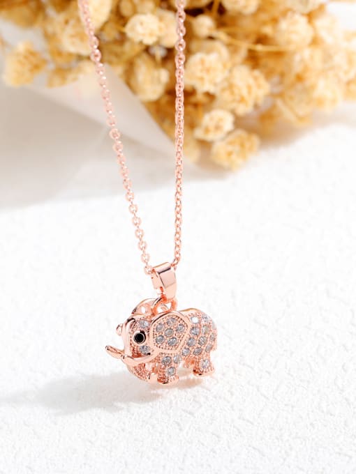 Open Sky Copper With Rose Gold Plated Cute Animal elephant Necklaces 1