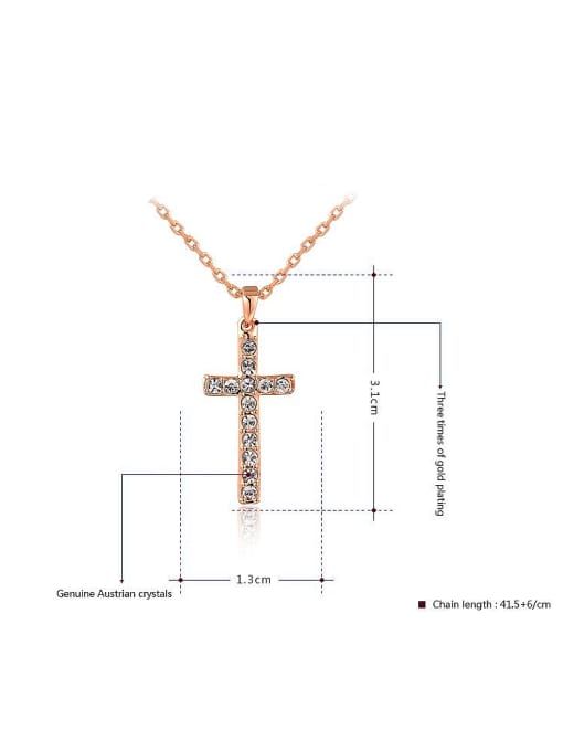 Ronaldo Exquisite Rose Gold Plated Cross Shaped Austria Crystal Two Pieces Jewelry Set 1