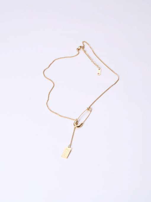 GROSE Titanium With Gold Plated Simplistic Geometric Pin Necklaces 4