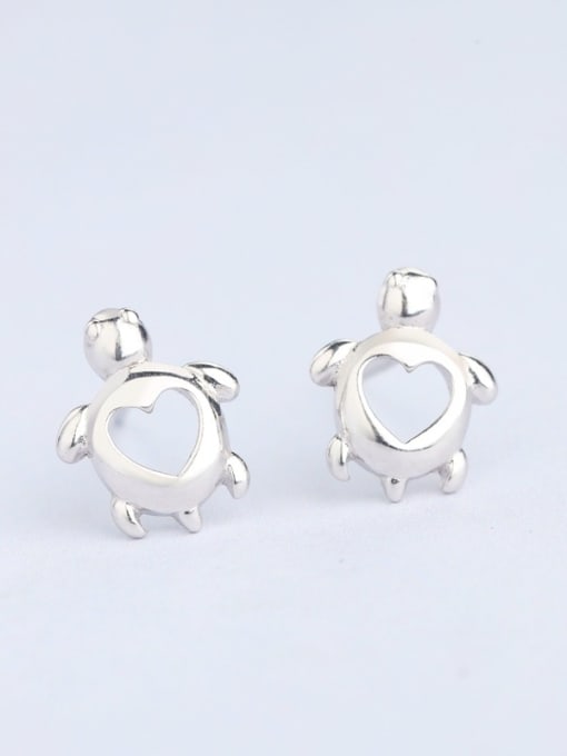 One Silver Tiny Personalized Turtles 925 Silver Stud Earrings 0