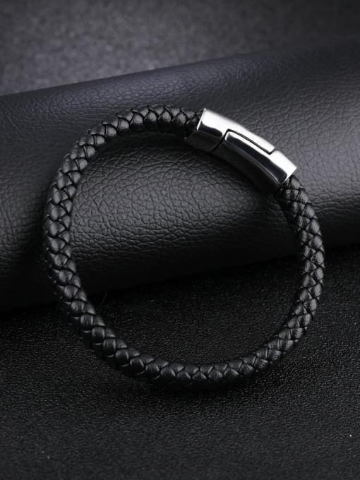 Open Sky Titanium Woven Artificial Leather Cross Bracelet 2