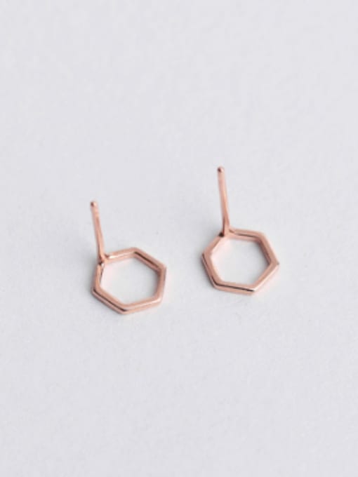 Rose Gold Tiny Hollow Hexagon-shaped Stud Earrings