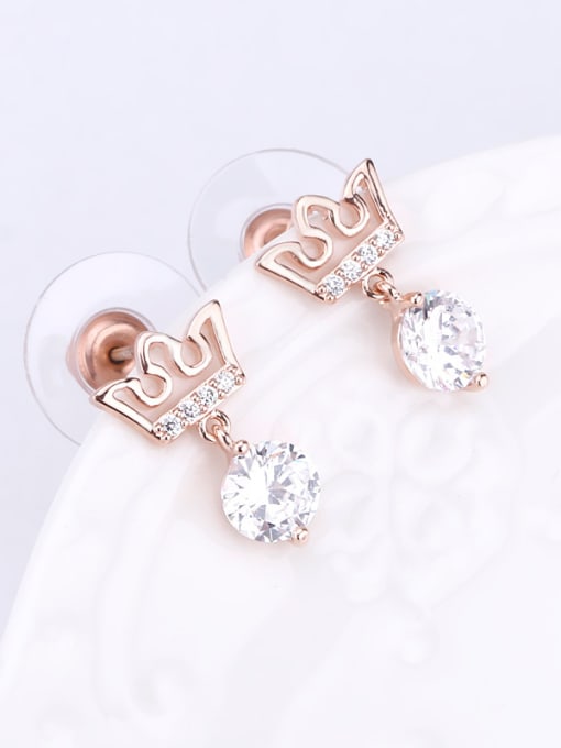 OUXI 18K Rose Gold Crown Shaped Zircon Cluster earring 2