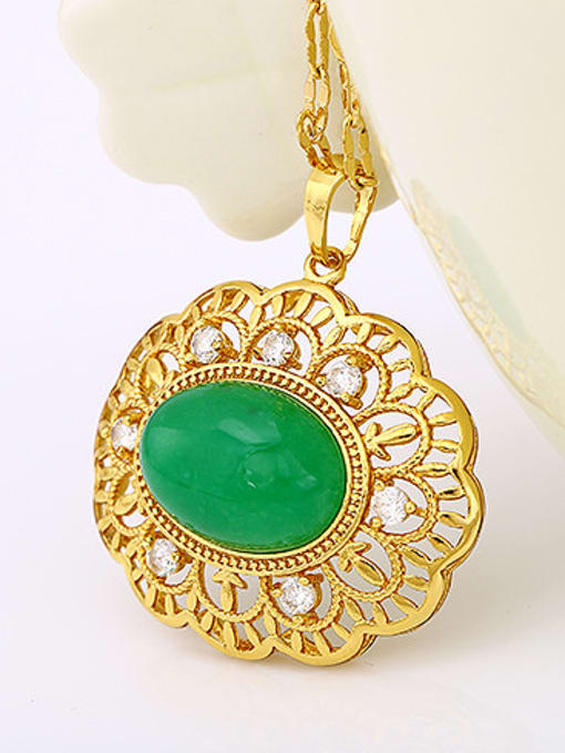 XP Copper Alloy 24K Gold Plated Vintage style Artificial Gemstone Necklace 1