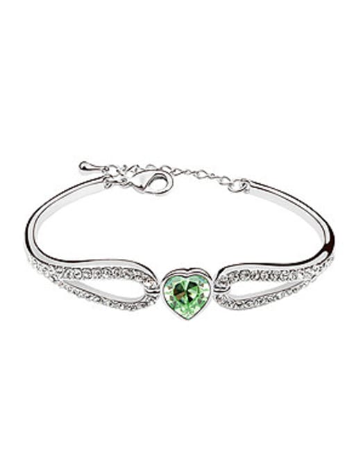 green Elegant Shiny austrian Crystals Heart Alloy Bracelet