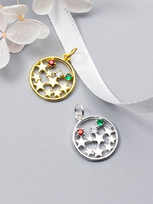 FAN 925 Sterling Silver With 18k Gold Plated Delicate Round Charms 1
