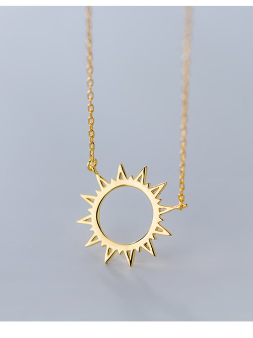 Rosh 925 Sterling Silver With Gold Plated Simplistic  Sun Necklaces 2