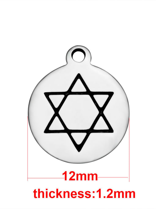 FTime Stainless Steel With Simplistic Round With star of david Charms 1