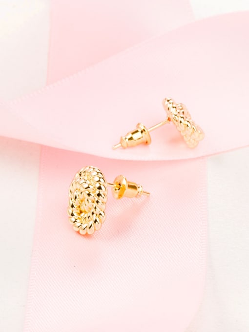 Ronaldo Gold Plated Twisted Rope Shaped Stud Earrings 1