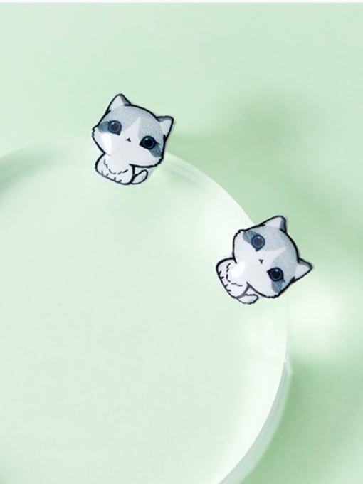 Rosh Fresh Cat Shaped S925 Silver Glue Stud Earrings 1