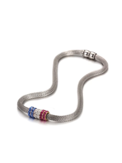 JINDING 2015 French Stainless Steel Blue, White And Red  Steel Wire Sticking Drill Necklace 0