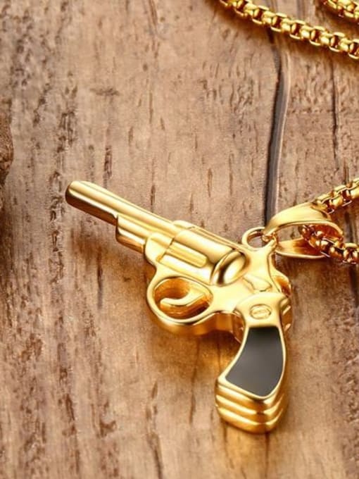 CONG Personality Gold Plated Pistol Shaped Titanium Pendant 1