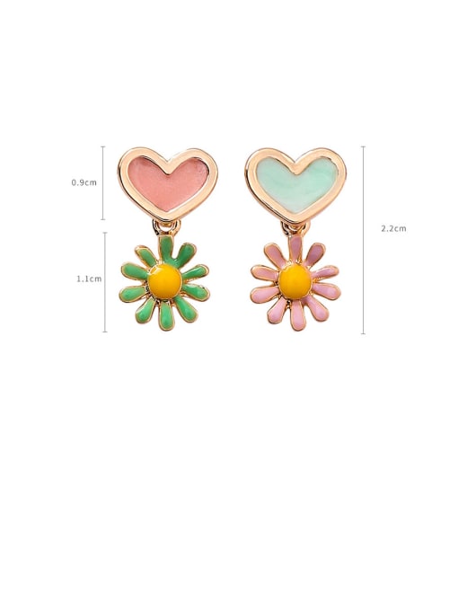 Girlhood Alloy With Rose Gold Plated  Pinkycolor Cute Heart Flower Drop Earrings 1