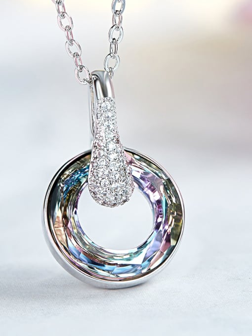 Purple Round Shaped austrian Crystal Necklace