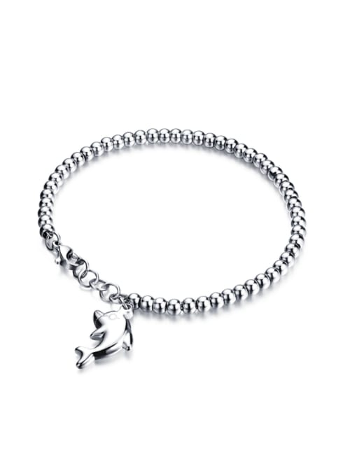 white Fashion Beads Dolphin Titanium Bracelet