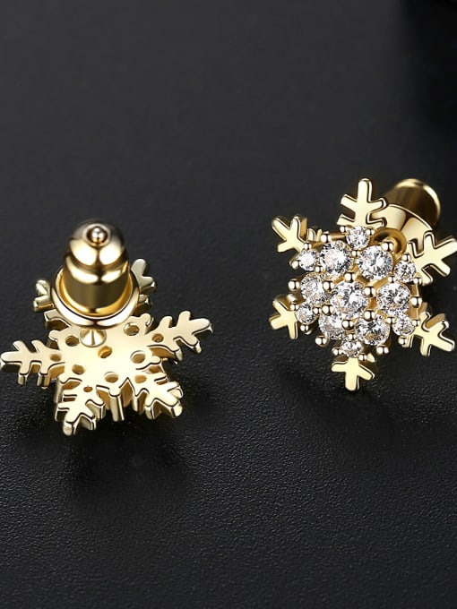 BLING SU Copper With Gold Plated Simplistic Flower Stud Earrings 2