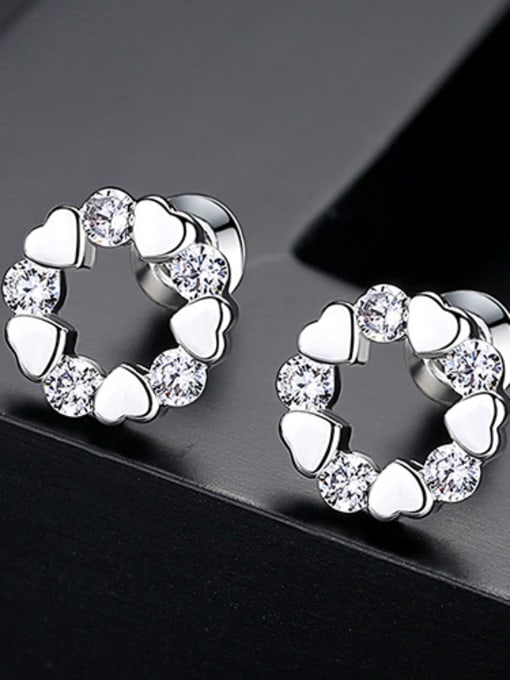 Platinum -T01B16 Love AAA  zircon  simple Stud Earrings