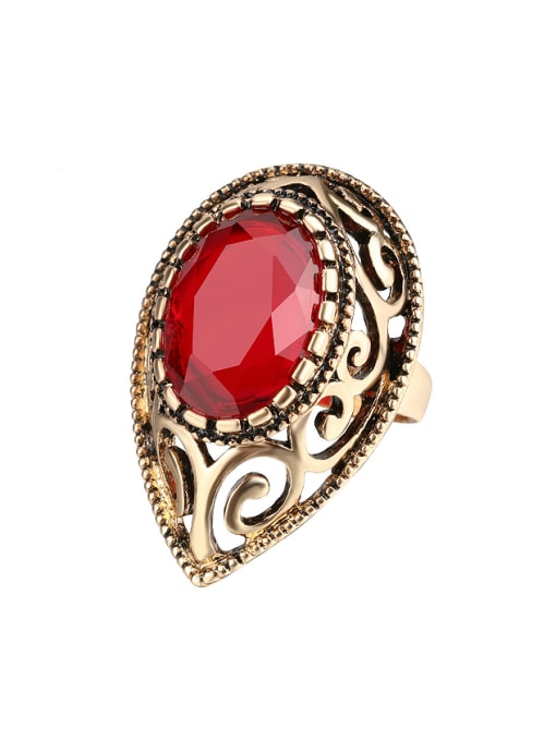 Gujin Retro style Oval Resin stone Water Drop Alloy Ring 0