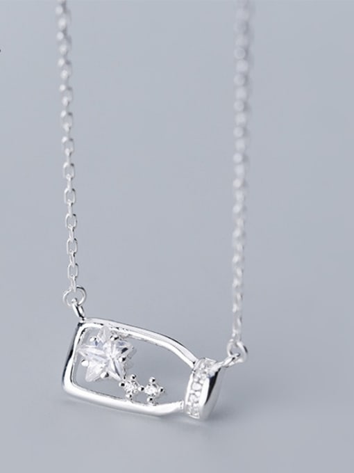 Rosh 925 Sterling Silver With Silver Plated Personality Hollow Milk Bottle Flower Necklaces 1