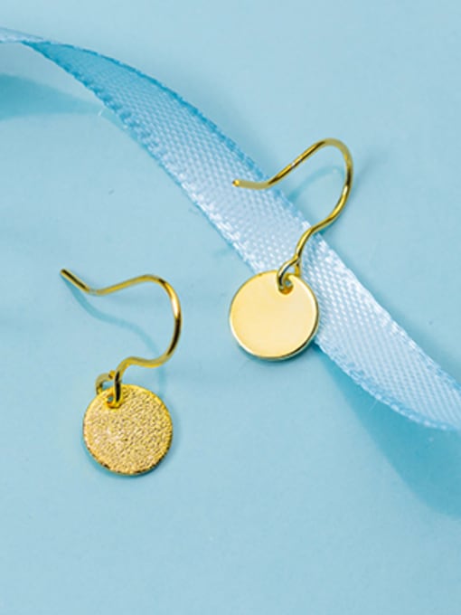 golden All-match Gold Plated Round Shaped Silver Drop Earrings