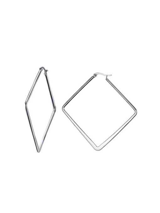 CONG All-match Square Shaped Stainless Steel Clip Earrings 0