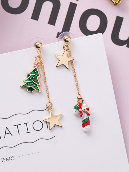 Z6307B Star Tree Alloy With Gold Plated Cute chrismas Drop Earrings