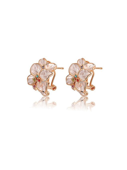 Ronaldo Personality Flower Shaped Crystal Clip On Earrings 0