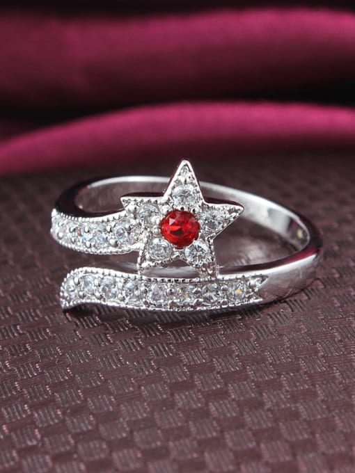 SANTIAGO Glittering 18K Platinum Plated Star Shaped Zircon Ring 1