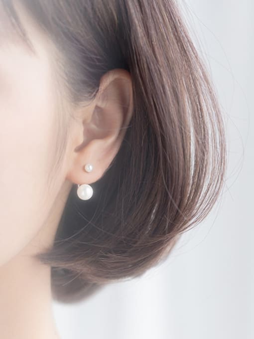 Rosh S925 Tremella nail fashion female rear hanging pearl beads synthetic Pearl Earrings short Earrings E0262-1 4