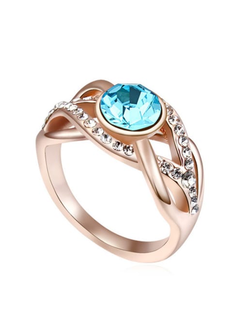 light Blue Fashion Cubic austrian Crystals Champagne Gold Plated Ring
