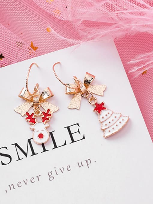 D Christmas tree elk Alloy With Rose Gold Plated Cute Irregular  Christmas Ornament Drop Earrings