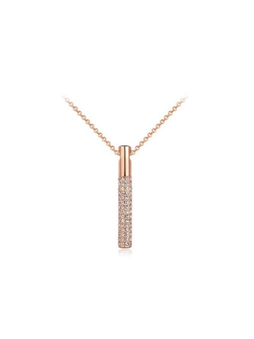 Rose Gold Delicate Stick Shaped Austria Crystal Necklace