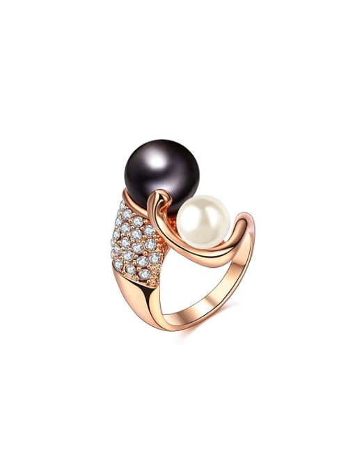 Ronaldo Personality Double Color Artificial Pearl Ring 0
