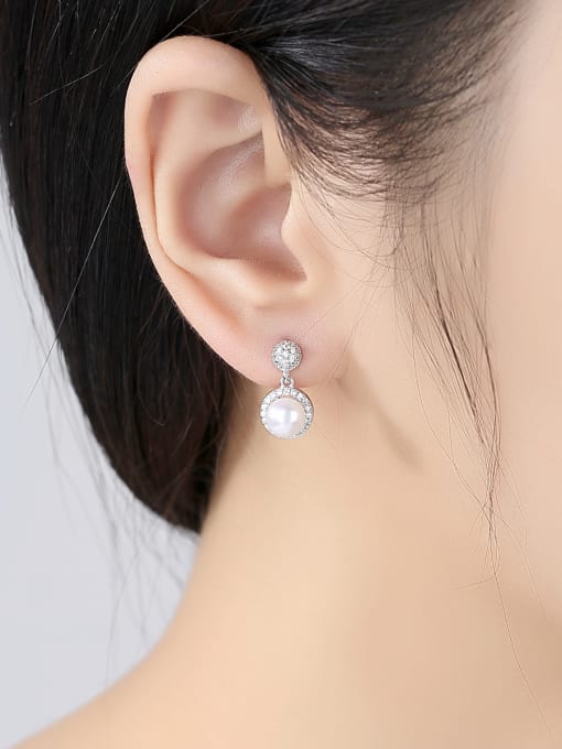 CCUI Sterling Silver Natural Freshwater Jane with 3A Zircon Earrings 1