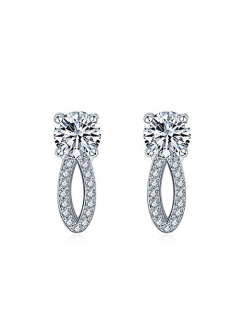 Ronaldo Exquisite White Gold Plated Mark Shaped Zircon Drop Earrings 0