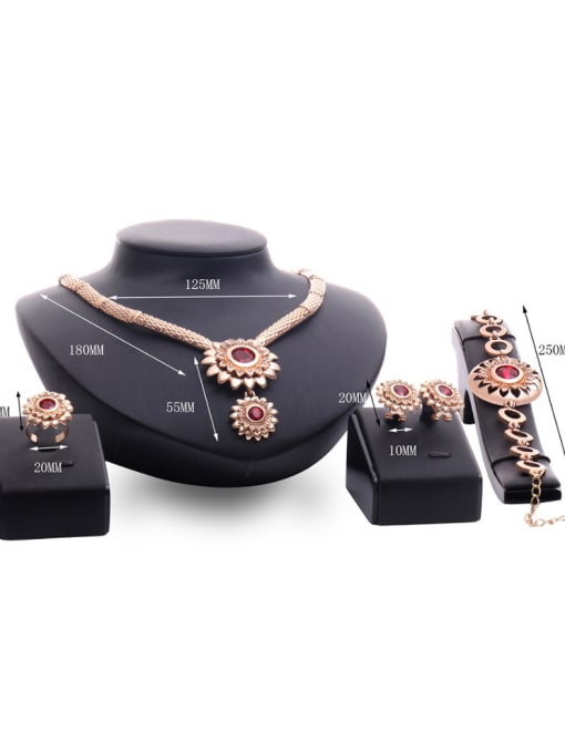 BESTIE Alloy Imitation-gold Plated Fashion Artificial Stones Flower shaped Four Pieces Jewelry Set 2