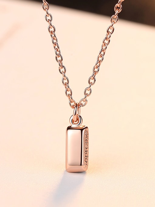 CCUI 925 Sterling Silver With Rose Gold Plated Simplistic Geometric Necklaces 2