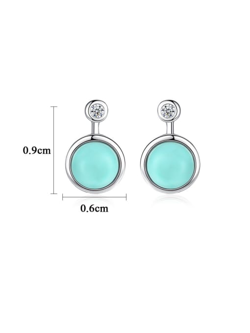 CCUI 925 Sterling Silver With Turtquoise Fashion Round Stud Earrings 4